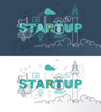 Startup banner background design concept Stock Illustration