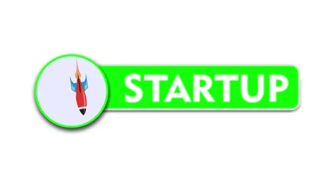 Startup Banner with Rocket Icon on Chroma Key Green Screen Stock-Footage 334136395