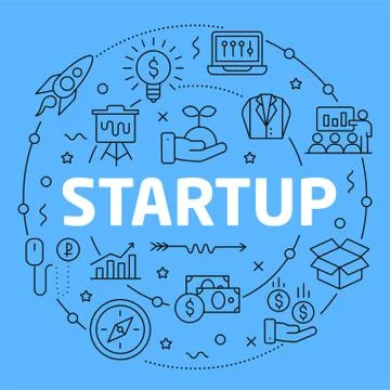 Startup Blue Lines Illustration for prsentation Stock Illustration
