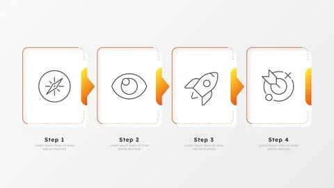 Startup booting planning yellow vertical infographic 4 steps Stockillustratie
