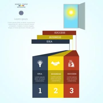 Startup business concept with three steps Stock Illustration