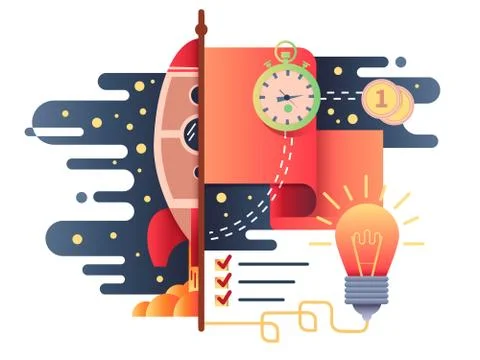 Startup business flat design Stock Illustration