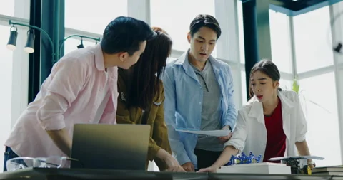 Startup business group Product model research meeting in conference room Stock Footage 169643542