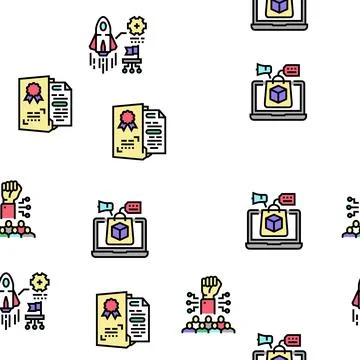 Startup Business Idea Launching Vector Seamless Pattern Stock Illustration