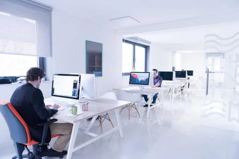 Startup business, software developer working on computer Stock Photos