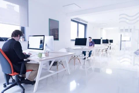 Startup business, software developer working on computer Stock Photos