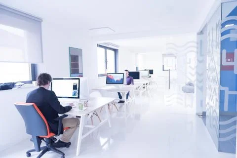 Startup business, software developer working on computer 스톡 사진