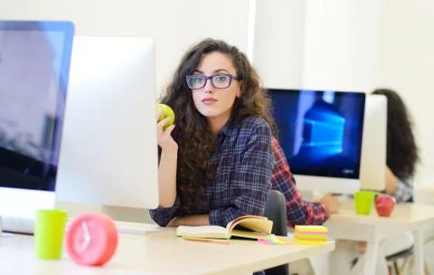 Startup business, software developer working on computer at modern office 库存照片