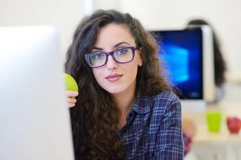 Startup business, software developer working on computer at modern office 写真素材