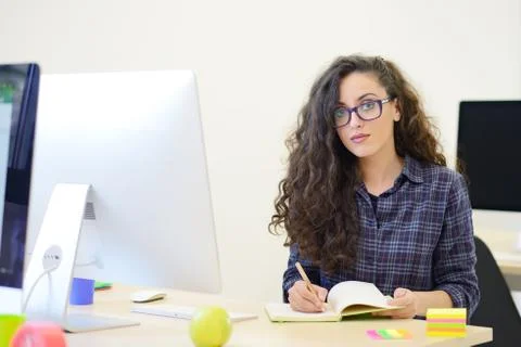 Startup business, software developer working on computer at modern office 스톡 사진