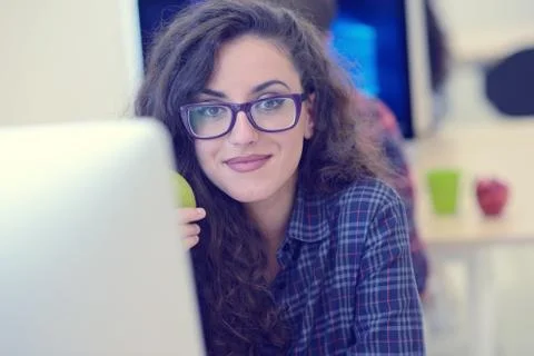 Startup business, software developer working on computer at modern office 写真素材