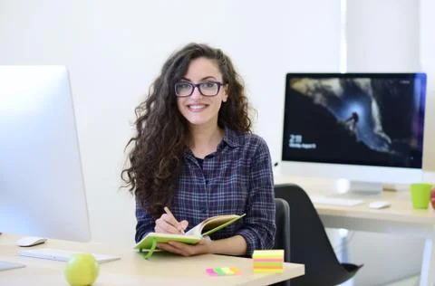 Startup business, software developer working on computer at modern office Stockfoto's