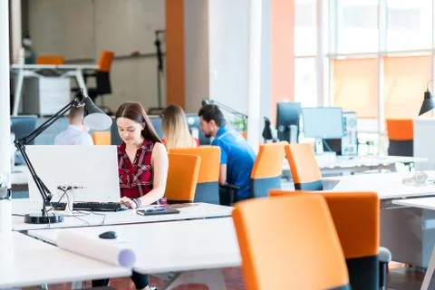 Startup business, software developer working on computer at modern office Foto stock