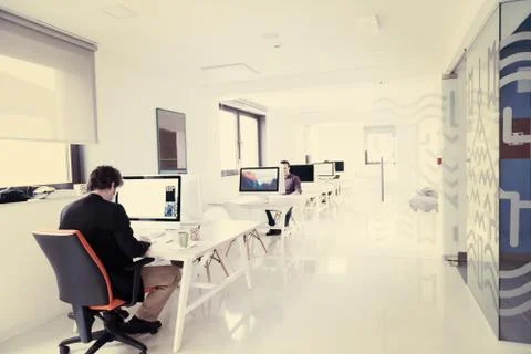 Startup business, software developer working on computer 库存照片