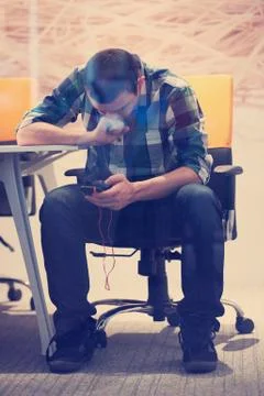 Startup business, software developer working on computer 스톡 사진