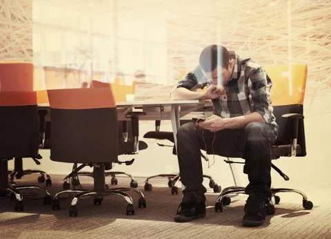 Startup business, software developer working on computer Stock Photos