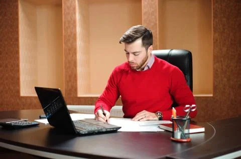 Startup business, software developer working on computer at modern office Stock Photos