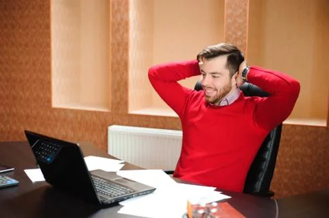 Startup business, software developer working on computer at modern office 库存照片