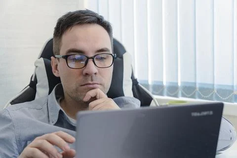 Startup business, software developer working on computer at modern office. a  Stock Photos