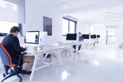 Startup business, software developer working on computer startup business,... Stock Photos