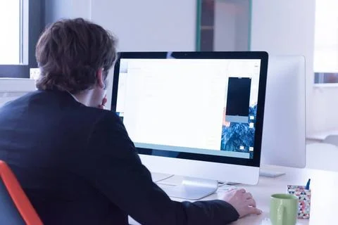 Startup business, software developer working on computer startup business,... Stock Photos