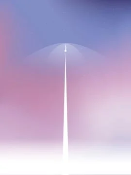 Startup business vector concept with rocket or spaceship flying up. Artistic Stock Illustration