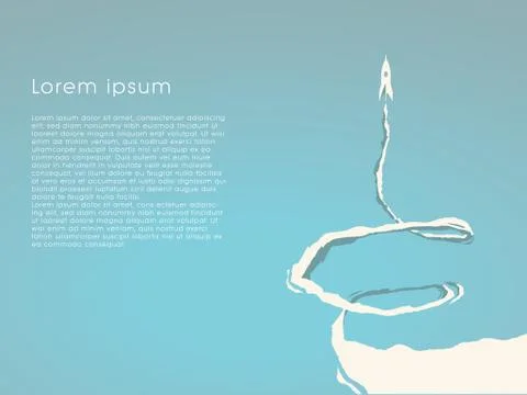 Startup business vector concept with rocket flying in the sky and space for text Stock Illustration