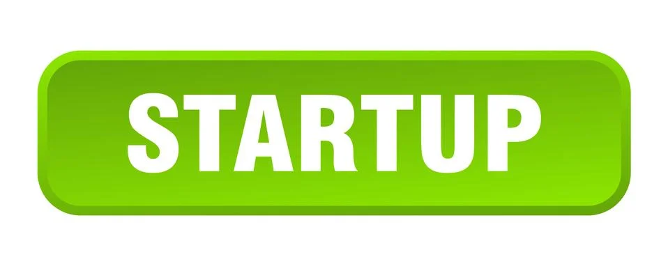 Startup button. startup square 3d push button Stock Illustration