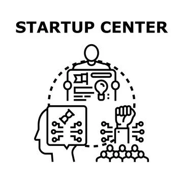 Startup center offering innovation, technology, and business development Stock Illustration