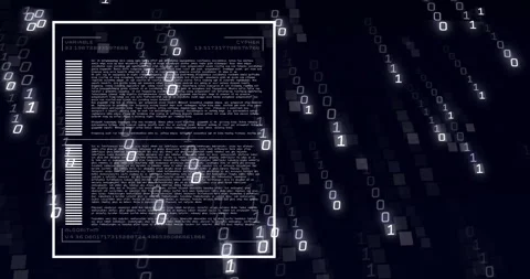 On startup code window cascading digits filling bar indicating algorithm update Stock Footage 312657155