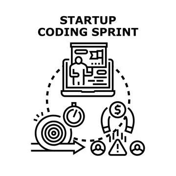 Startup coding sprint software development process Stock Illustration
