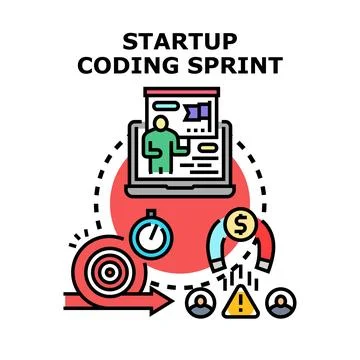 Startup coding sprint software development process Stockillustratie