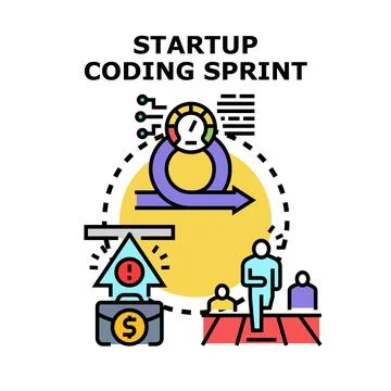 Startup coding sprint vector concept illustration イラスト素材