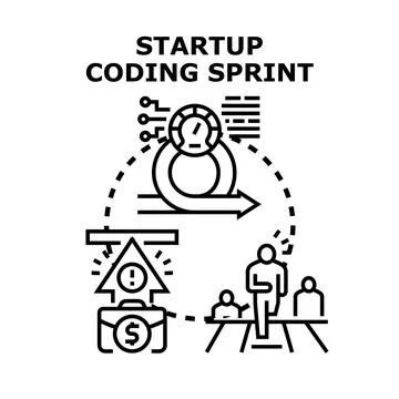 Startup coding sprint vector concept illustration Stock Illustration