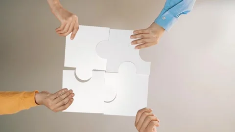 Startup company employee team stack hand together symbolize teamwork. Synergic Stock Footage 281436104