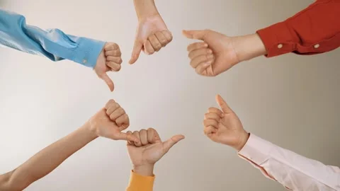 Startup company employee team stack hand together symbolize teamwork. Synergic Stock Footage 282756333