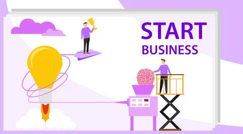 Startup concept. Business ideas vector illustration. Flat tiny creative Stock Illustration
