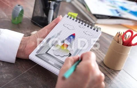 Startup concept on a notepad Stock Photos