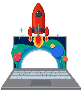 Startup Concept with Rocket Launch Stock Illustration