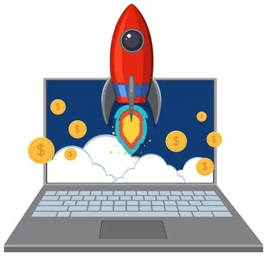 Startup Concept with Rocket Launch Stock Illustration