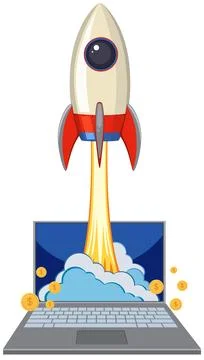 Startup Concept with Rocket Launch Stock Illustration