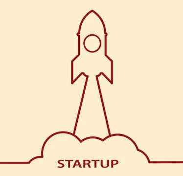 Startup concept with rocket, sky and stars, stock vector illustration Stock-Illustration