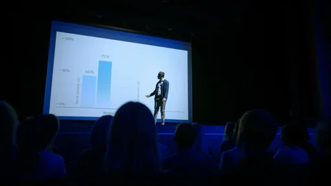 Startup Conference Stage: Speaker Presents New Product, Talks about Performance Видео 122811361