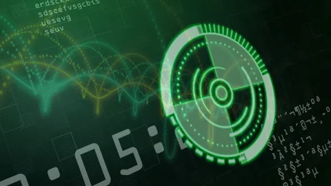 Startup countdown activating HUD rotating, waveforms shifting, code scrolling Stock Footage 310970788