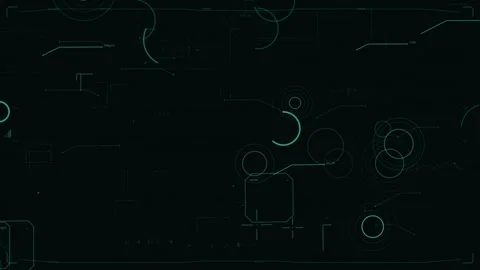 On startup cyan HUD animating on clear bg, arcs rotating, rings pulsing, linking Stock Footage 333972301
