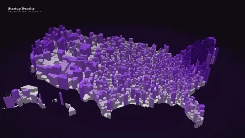 Startup density in the United States by county Видео 340499825