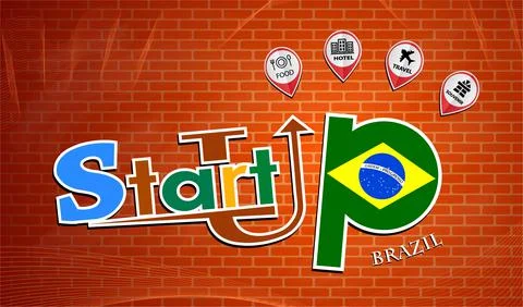 Startup  design made from the flag of Brazil, conceptual vector Stock Illustration