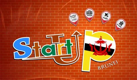 Startup  design made from the flag of Brunei, conceptual vector Stock Illustration