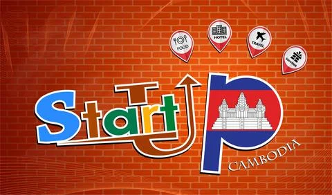 Startup  design made from the flag of Cambodia, conceptual vector Stock Illustration