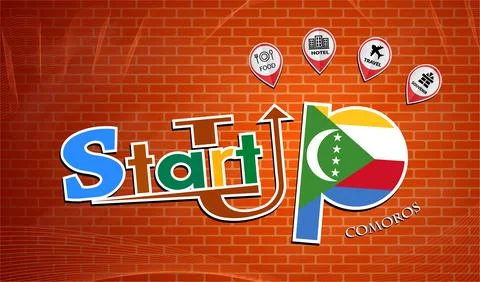 Startup  design made from the flag of Comoros, conceptual vector Stock Illustration